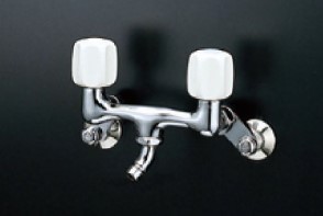 ミズタニバルブ 洗面用水栓 洗濯機用ホース接続型水栓 2ハンドル混合栓【K13-436CSN】【K13436CSN】