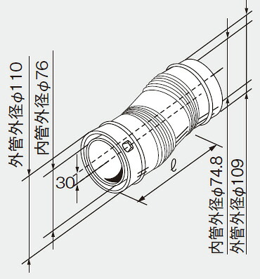 ノーリツ 給湯器 部材 0708431 給排気延長部材 φ110Zエルボ30芯ズレ L300 【0708431】