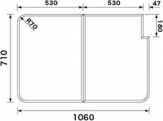 パナソニック Panasonic 【RL91055SL】 風呂フタ(短辺710×長辺1060:R我が強い用:成りたちフタ:切り欠けら型) 二階建てバスお部屋