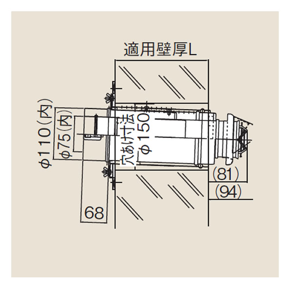 リンナイ　φ110×φ75給排気部材 FF 2重管用【FFT-6U-800】給排気トップ(23-6173)【FFT6U800】　給湯器