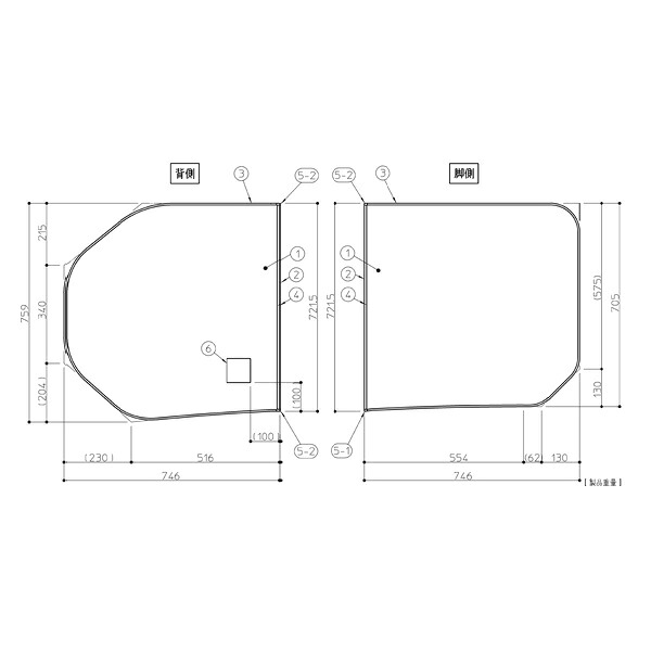 TOTO 部分品【AFKKS81055RSAA21W】 巫女寄せ壜湯ぶね用2枚割蓋R1600 部材