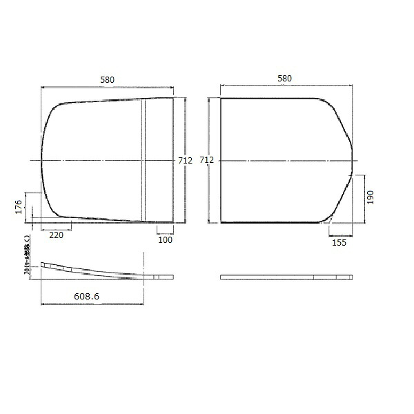 TOTO 部分品【EKKS2JKAA22W】 1200FC用2枚蓋書き割り 部材