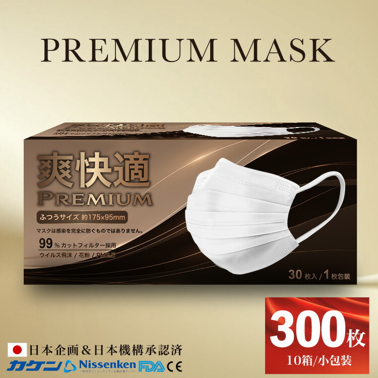 半額品 楽天市場 送料無料 メガネが曇らない プレミアム マスク 300枚 30枚 10箱 日本 国内発送 耳が痛くない 耳 白 大人用 ホワイト 普通 三層構造 不織布マスク 花粉対策 防護マスク 男女兼用 超快適 メガネが 曇らない Mary Plus マリープラス 楽天市場