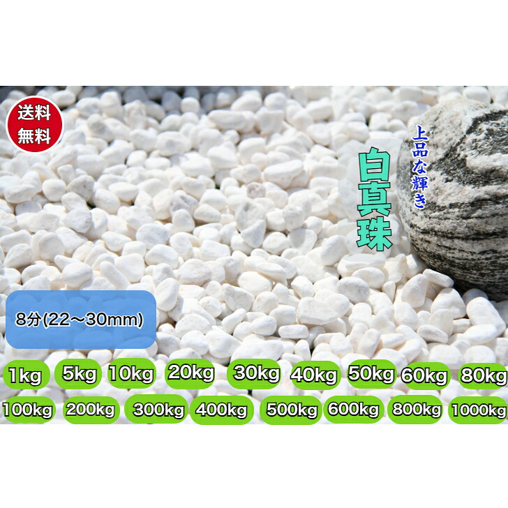 庭石 白玉砂利 白真珠 ホワイトお庭 園芸 観葉植物 花壇 テラス ガーデニング 敷砂利 おしゃれ 8分(22~25mm)|正宇ストーン