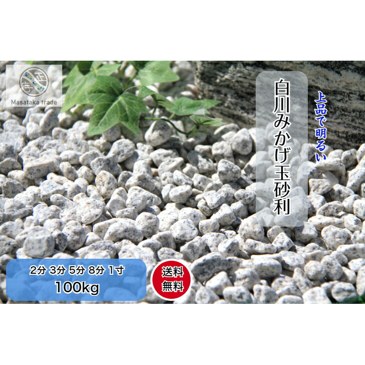 白川みかげ玉石 100kg 庭石  薄墨色系  特選天然石  和風御影さざれ石  ガーデニング  外構  園芸 5大いさ 2分(6～9粍)  3分(10～15粍)  5分(15～20粍)  8分(20～25粍)  1寸(28～35粍) 花・ガーデン・DIY-木材・建築資材・設備-石材
