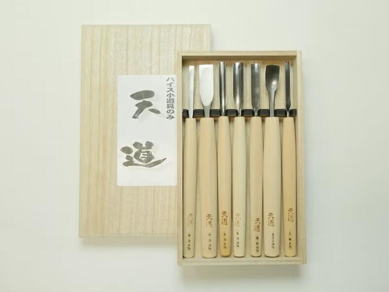 道刃物工業(みちはものこうぎょう)ハイス小道具のみ 「天道」 7本セット(桐箱付き)|刃物の政豊 店