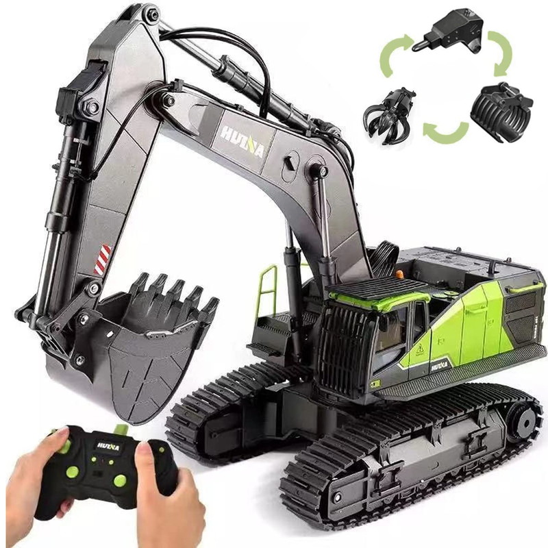 4in1 合金版 RCショベルカー ラジコン 掘削機 旋回 LEDライト搭載 ミニチュア 建機 砂浜 砂場用 子供 大人
