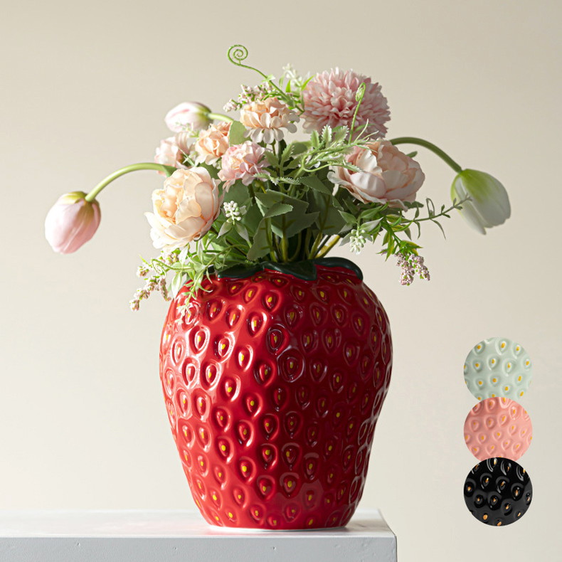 楽天市場】花瓶 おしゃれ 陶器 いちご型【可愛い かわいい ins イチゴ