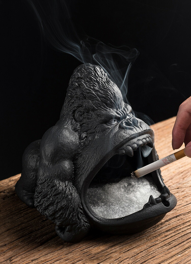 ゴリラ キングコング 灰皿 陶器製 大サイズ【タバコ 煙草
