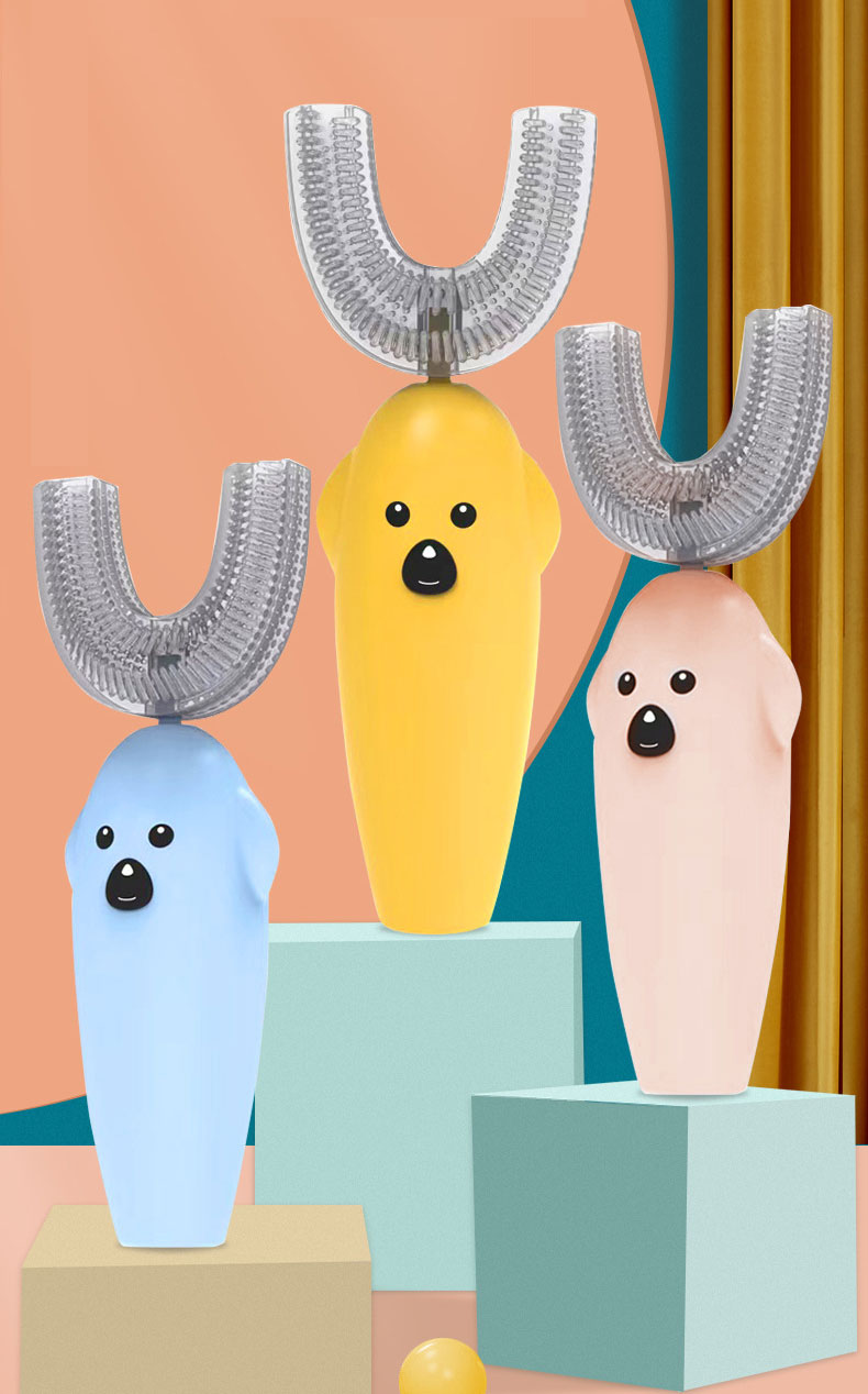 【送料無料】U型 音波振動 電動歯ブラシ 電池 シリカゲル 音波歯ブラシ やわらかめ 子供 歯ぐきケア 口腔ケア 歯垢除去 歯石除去 口臭予防 子供用　可愛い画像