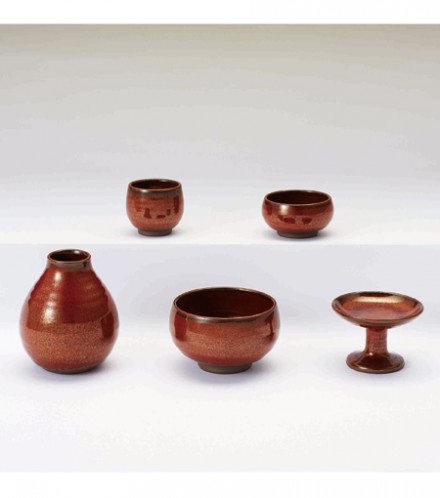 【現代仏具　五具足】　小浜　【陶器製・モダン・ミニ仏具】【八木研】