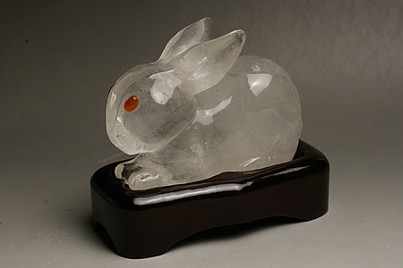 【干支　置物】卯　うさぎ　水晶【石製品】