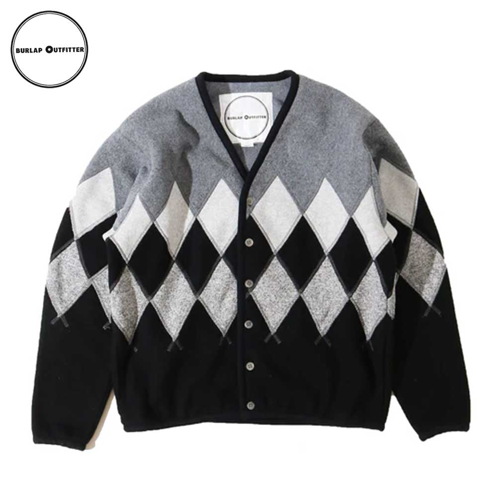ARGYLE FLEECE CARDIGAN / H.GRAY/BLACK / Burlap Outfitter バーラップアウトフィッター