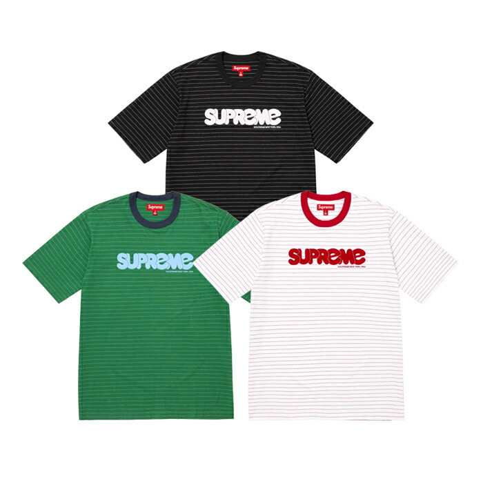 楽天市場】L【Supreme Printed Stripe S/S Top Bright Blue 21SS