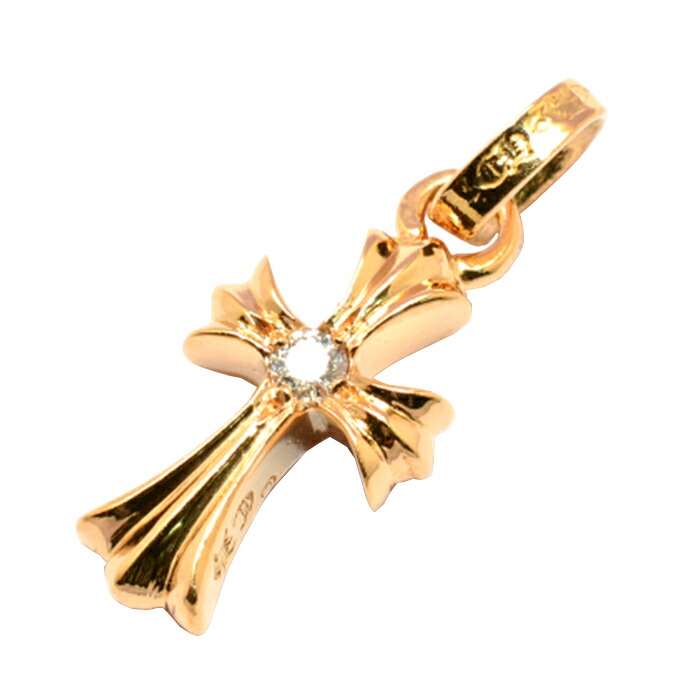 ブランド品 CHROME HEARTS 22K Gold CH Cross Baby Fat with Single 価格販売中 正規品 クロムハーツ ロールチェーン ベビーファットチャームダイヤ 22k ネックレス