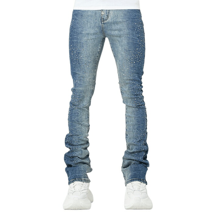 【着用画像あり】 GUAPI フレアデニムパンツ Blue 32(M) GUAPI フレア デニム パンツ Blue Black 送料込み (GUAPI/デニム