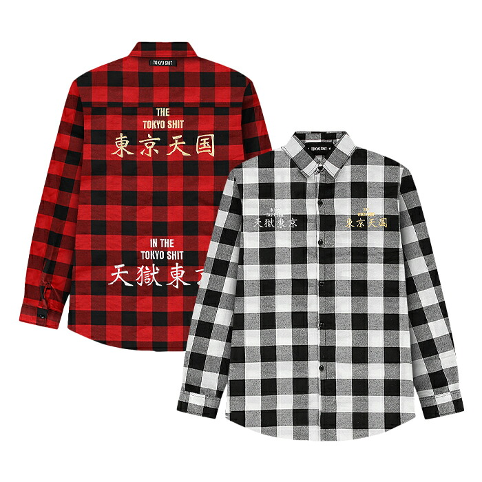 【最短即日発送】 TOKYO SHIT 天国天獄 EMBROID SHIRT トーキョーシット 天国天獄 エンブロイド シャツ 長袖 ロゴ プリント ストリート メンズ ブラック レッド ホワイト M L XL ラージ サイズ オンライン|マッシモ オフィシャルストア