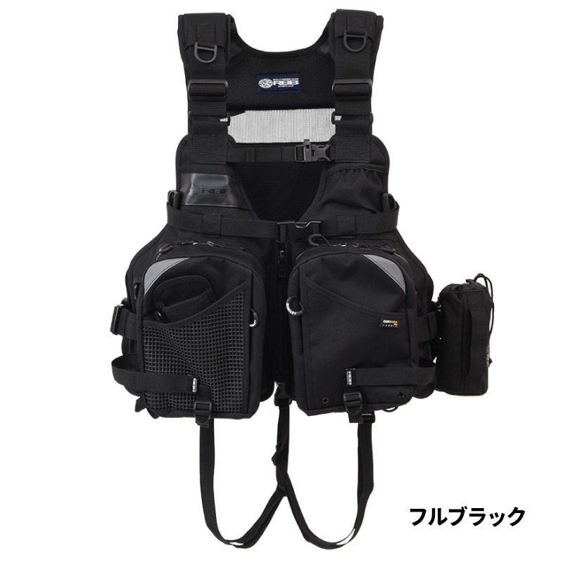 双進 ライフジャケット RBB エクストリームタイドゲームベスト フリー フルブラック 7693