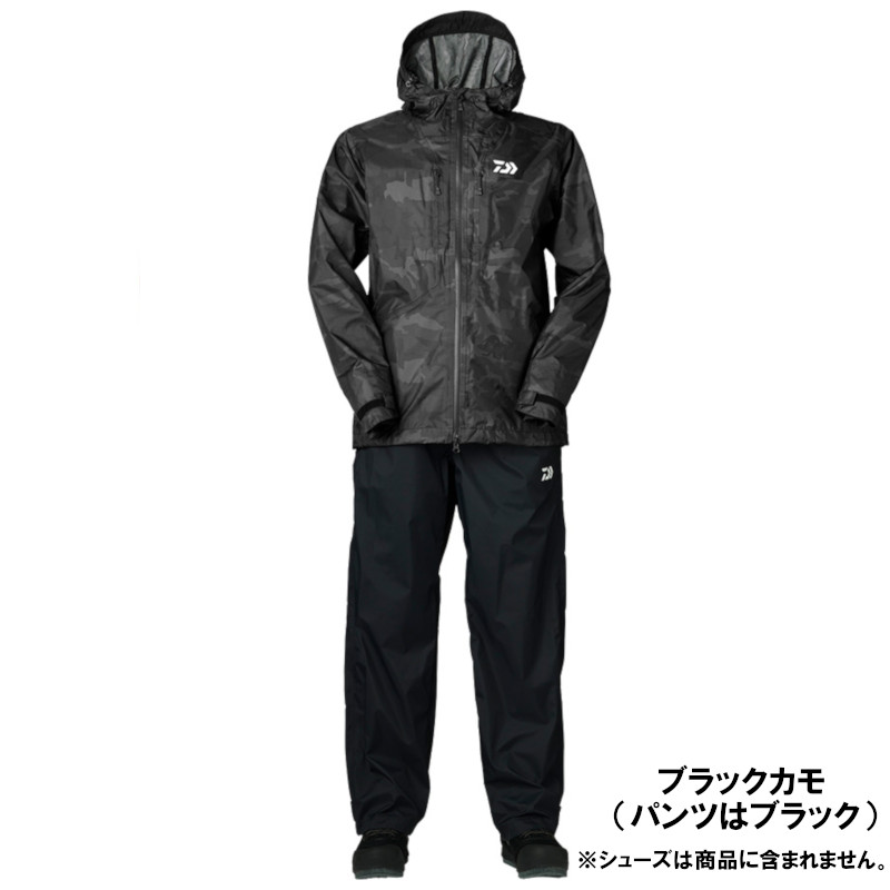 【アウトレット】 ダイワ ウェア DR-3322 レインマックス ハイブリッドレインスーツ M ブラックカモ