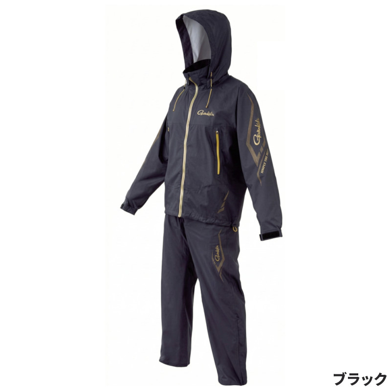 【逃げ道】 がまかつ 御召しもの アルテマライトレインスーツ L 黒いこと GM-3671
