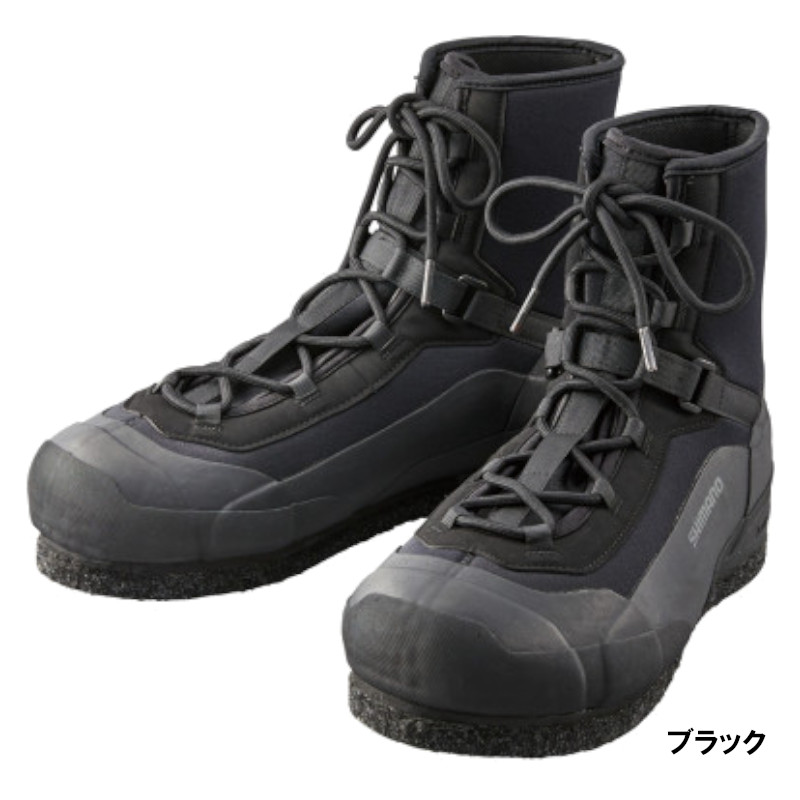 【現品限り】 シマノ フットウェア ロックショアウェットブーツ(ウォータードレイン・ピンフェルト) FS-080U 28.0cm ブラック｜釣具のマスタック