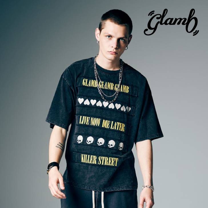 お取り寄せ商いもの glamb 瓦 5分袖プルオーバー メンズ Skull Heart T-Shirt スカルハート形プルオーバー 夏 白いこと 黒いこと GB0226/CS09 好いたらしいめ 男 かっこいい オシャレ 向こう見ず