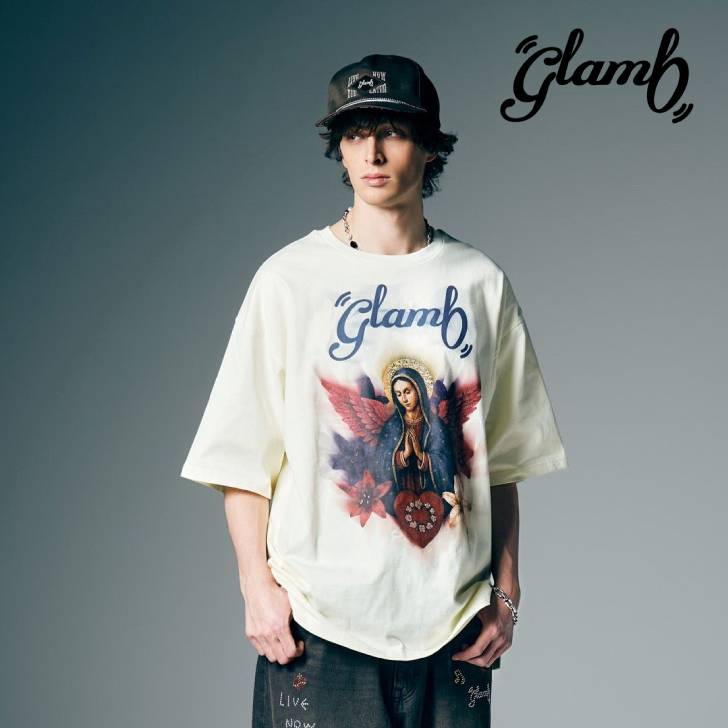 予約商品 glamb グラム 5分袖Tシャツ メンズ Grunge Mother T-Shirt グランジマザーTシャツ 夏 ホワイト ブルー ブラック GB0226/CS14 きれいめ 男 かっこいい オシャレ 軽い