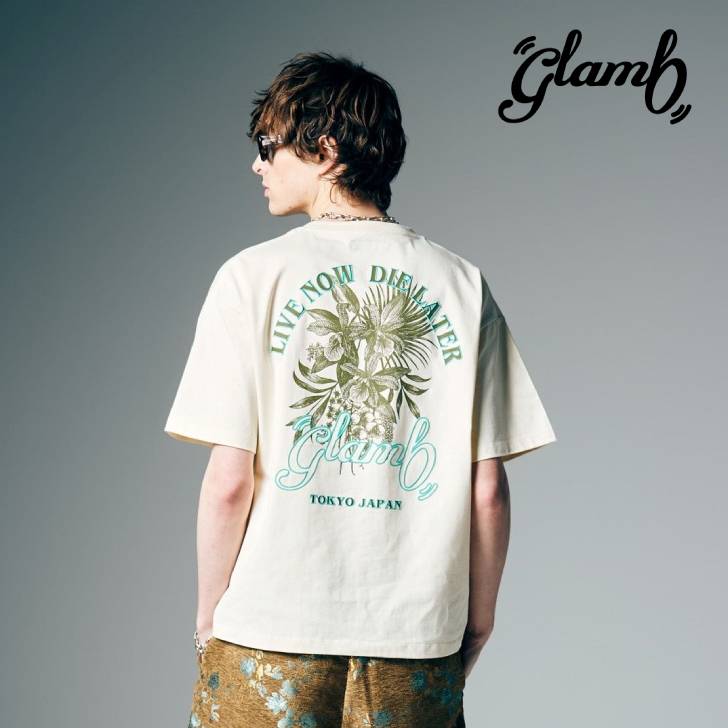 予約商品 glamb グラム 半袖Tシャツ メンズ Spin Logo Surf T-Shirt スピンロゴサーフTシャツ 夏 ベージュ ミント GB0226/CS17 きれいめ 男 かっこいい オシャレ 軽い