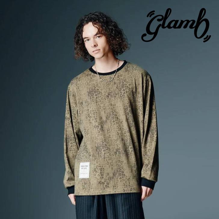 予約商品 glamb グラム 長袖カットソー メンズ Leopard Trim Cutsew レオパードトリムカットソー ホワイト カーキ GB0326/CS12 ゆったり 長袖カットソー ブランド 30代 40代 50代 きれいめ 男 かっこいい オシャレ 軽い｜メンズファッションMasterPiece