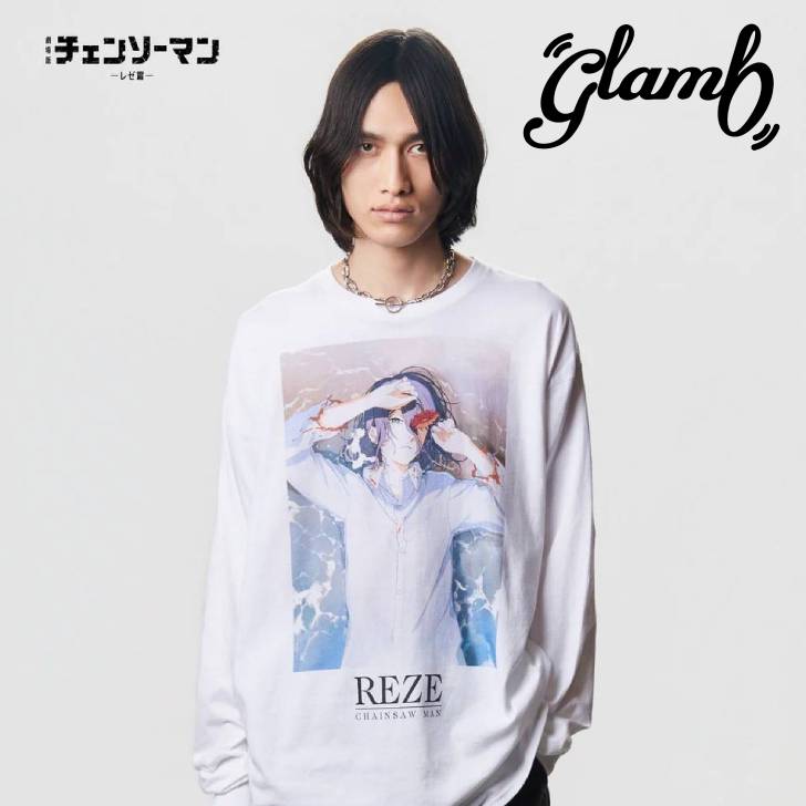 予約商品 glamb グラム 長袖Tシャツ ユニセックス Reze Cutsew レゼ カットソー ホワイト ブラック チェンソーマン GB0326/CM01 コットン ブランド 薄手 男 かっこいい オシャレ 軽い メンズ 服｜メンズファッションMasterPiece