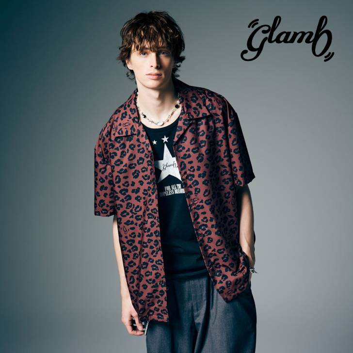 予約商品 glamb グラム 半袖シャツ メンズ Leopard Open Collar Shirt レオパードオープンカラーシャツ 夏 ホワイト ブラウン ブラック GB0226/SH07