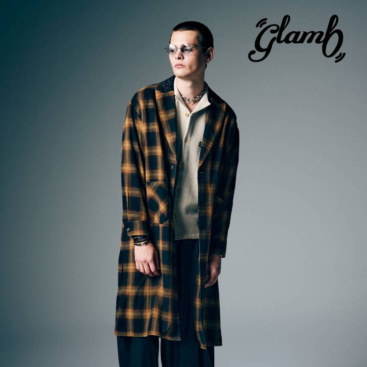 予約商品 glamb グラム 長袖シャツ メンズ Extra Long Gown Shirt エクストラロングシャツ 夏 イエロー ブラック GB0226/SH11