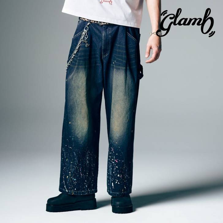 予約商品 glamb グラム デニムパンツ メンズ Red Dirt Splash Denim レッドダートスプラッシュデニム 夏 インディゴ GB0226/P15 ブランド 30代 40代 50代 男 かっこいい オシャレ 服