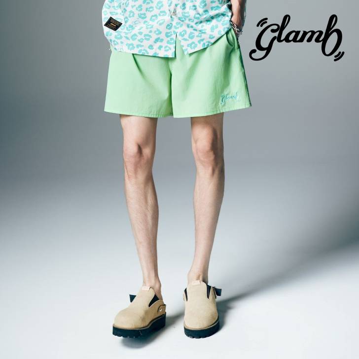 予約商品 glamb グラム ショートパンツ メンズ Spin Logo Swim Shorts スピンロゴスイムショーツ 夏 ライム ネイビー ブラック GB0226/P17 ブランド 30代 40代 50代 男 かっこいい オシャレ 服