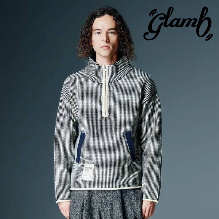 取っておく商いもの glamb 瓦 長袖編み物 メンズ High Neck Half Zip Knit ハイネックハーフジップニット 白いこと ぶどう酒 GB0326/KNT05 メンズ 服 ブランド名