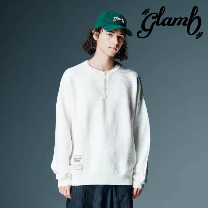 取って置く商いもの glamb 瓦 長袖編み物 メンズ All Purpose Waffle Knit オールパーポーズワッフルニット 白いこと 青碧 黒いこと GB0326/KNT10 メンズ 服 ブランド名