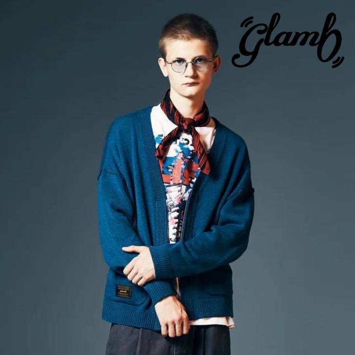 取って置く商いもの glamb 瓦 ジレー メンズ Zip Knit Cardigan ジップニットカーディガン 薄墨色 赤銅色 青碧 黒いこと GB0326/KNT12 ブランド名 30代 40代 50代 好いたらしいめ 男 かっこいい オシャレ