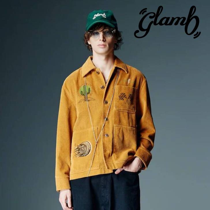 取っておく商いもの glamb 瓦 長袖ティーシャツ メンズ Good Luck Corduroy Shirt グッドラックコーデュロイシャツ カーキ 洋芥子 GB0326/SH01