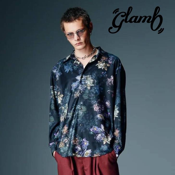取って置く商いもの glamb 瓦 長袖プルオーバー メンズ Nightfall Flower Shirt ナイトフォールフラワーシャツ マルチ 黒いこと GB0326/SH03