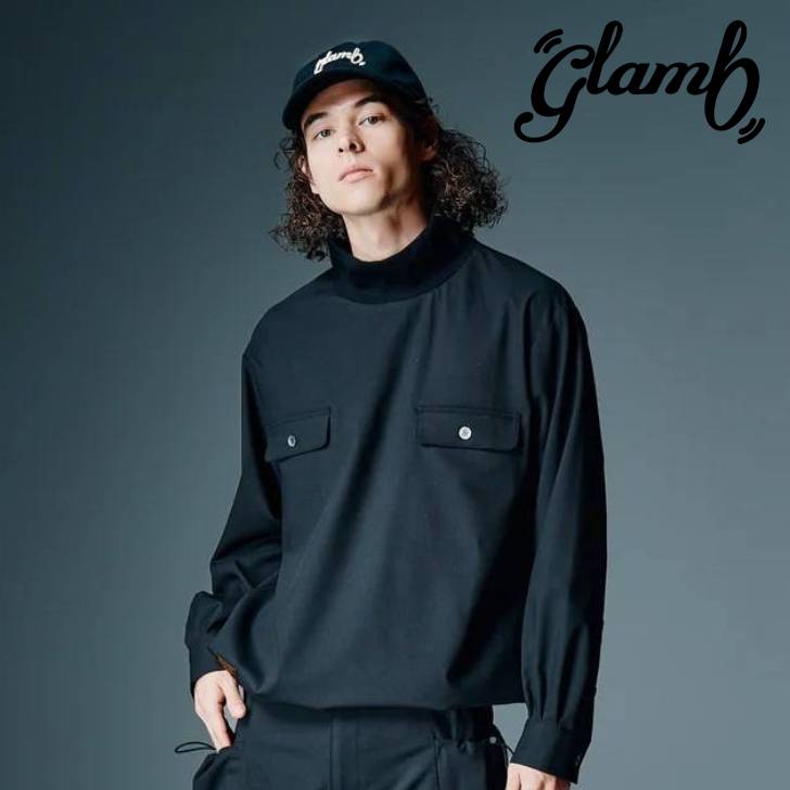 取って置く商いもの glamb 瓦 長袖プルオーバー メンズ Deformed Work Shirt デフォームワークシャツ ベージュ 黒いこと GB0326/SH12