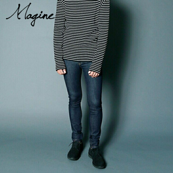 magine 粗利益 Magine スキニーデニム メンズ ウォッシュドストレッチスーパースキニーデニムパンツ 2223-023 インディゴ 黒いこと 日本製  デニム スキニーパンツ ブランド名 30代 40代 50代 好いたらしいめ 男