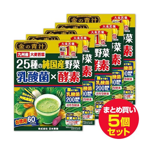 まとめ買い 5個セット 日本薬健 金の青汁 25種の純国産野菜 乳酸菌×酵素 青汁 乳酸菌 酵素 青パパイヤ 大麦若葉 粉末