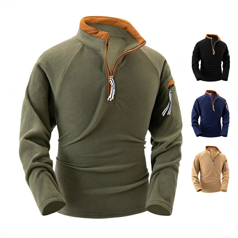 楽天市場】フリース ハーフジップ トレーナー メンズ 暖かい 起毛 長袖