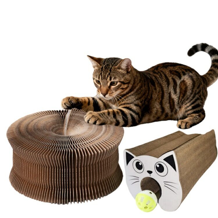 フクロウ型アコーディオン爪とぎ 折り畳み可能 コンパクト ハニカム紙 猫のおもちゃ 爪とぎベッド 寝て遊べる 消臭 通気性 室内猫 折り畳み簡単、型くずれしない コンパクト収納