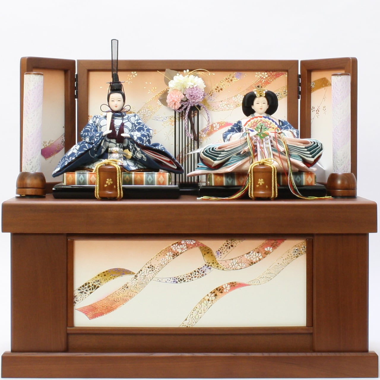 楽天市場】日本製 にっこり 雛人形 親王飾りセット（木製衝立付き