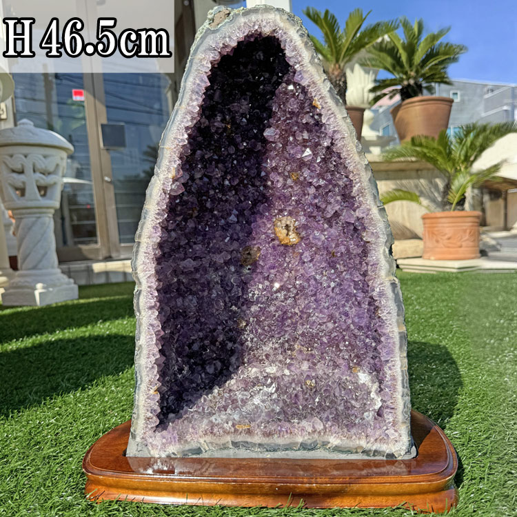 天然 アメジスト 紫水晶 ドーム 原石 大きい パワーストーン 高さ約46.5cm 約12.3kg 送料無料 台座付き クラスター アメシスト クリスタル 特大 天然石 置物 紫 パープル インテリア おしゃれ 自然 鉱物 石 塊 ナチュラル 風水 浄化 開運 恋愛運 金運 健康運 魔除け