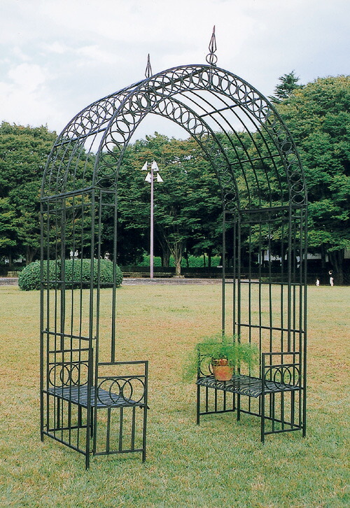 涼み台付アーチ形晴れ晴れしい 32317 あずま屋 思わしい エクステリア お花アーチ形 今めかしい アイアン サクラ色アーチ形 牢固たる 精神的な統合式 園地アーチ形 ガーデニング 運動場 照度 園芸