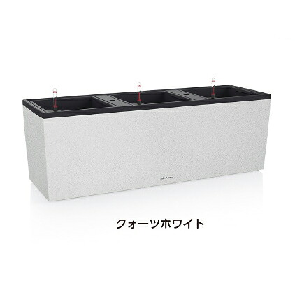 ドイツ製デザインプランター トリオ ストーン 30 クォーツホワイト （長さ100cm 高さ34cm） 底面灌水セット付 レチューザ Trio Stone 軽量 プラスチック 植木鉢 LE-7630 Lechuza MADE IN GERMANY 観葉植物 軽い 長方形 フラワーポット 鉢カバー 鉢植え 屋外 おしゃれ
