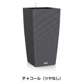 コテージ 40 濃灰色 （幅40糎 高さ75糎） ＦＲＧ製デザインプランター 根もと灌水仕掛ける付 COTTAGE LE-6040 レチューザ Lechuza MADE IN GERMANY 貨物輸送無料 観葉草木 可塑性物質 御花ポット 鉢覆いかぶせる 真四角 鉢 鉢植え 室外 今めかしい