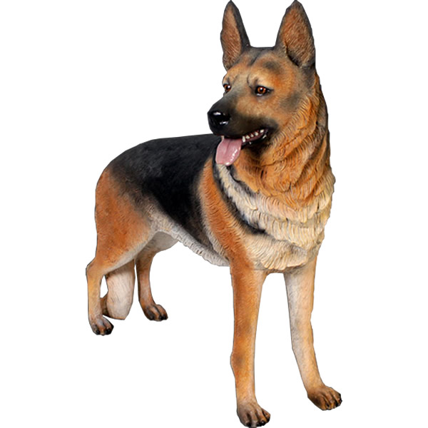 シェパード German Shepherd 強化プラスチック (FRP) アートオブジェ リアル 犬 置物 玄関 外 ガーデニング 映える 動物 像 オーナメント 庭 実物大 ガーデン フィギュア インテリア アニマル いぬ 軽い 軽量 等身大 店舗 動物園 fr110104|マスキ